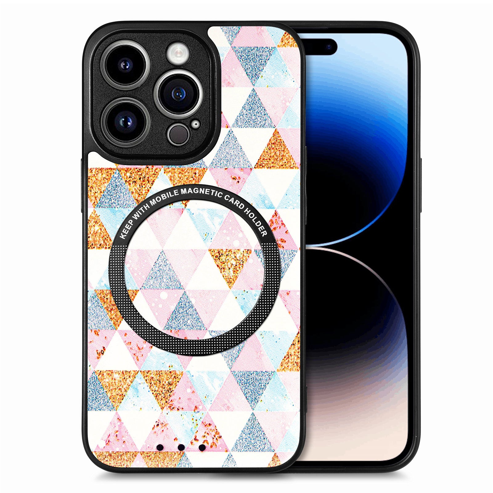 Anti-fall Mobile Phone Case For iPhone 14 Pro PC+TPU+PU Leather Protective Phone Cover Compatible with MagSafe Charging - Iridescent Cloud Anti-fall Mobile Phone Case For iPhone 14 Pro PC+TPU+PU Leather Protective Phone Cover Compatible with MagSafe Charging - Iridescent Cloud